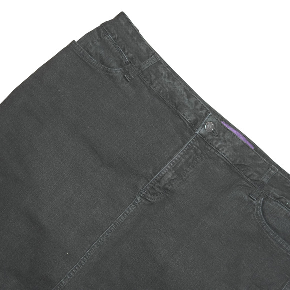 NYDJ Black Denim Skirt Size 16W 5-Pocket Fly Button Belt Loops Back Slit USA EUC - Picture 9 of 16